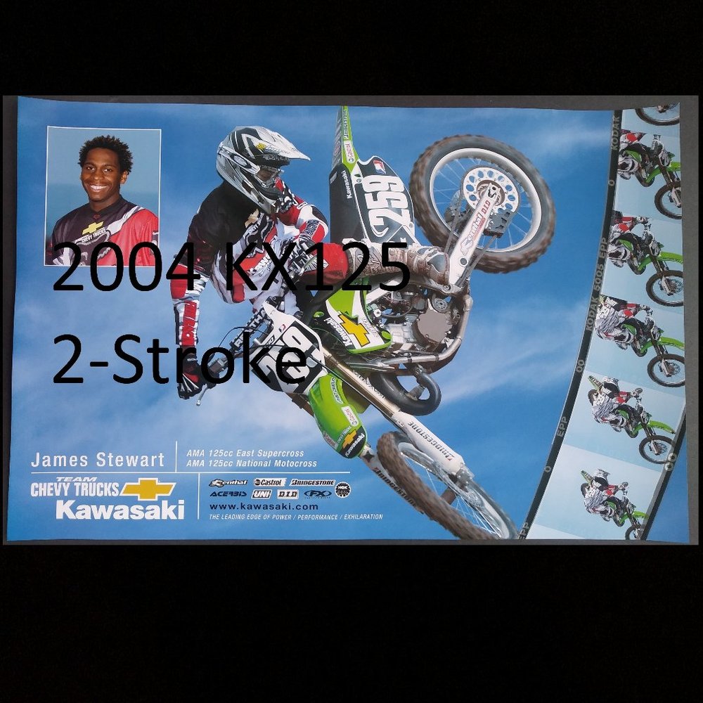 New James Bubba Steward Poster 2004 Kawasaki 125cc KX125 Motocross Supercross